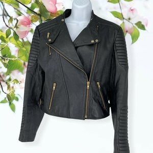 Della Fontana Womens Moto Jacket Black Zip Pockets